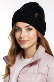 Vivisence Women Winter Hat Merino Wool Blend Knit Snug Fit For Cozy Warmth, Black