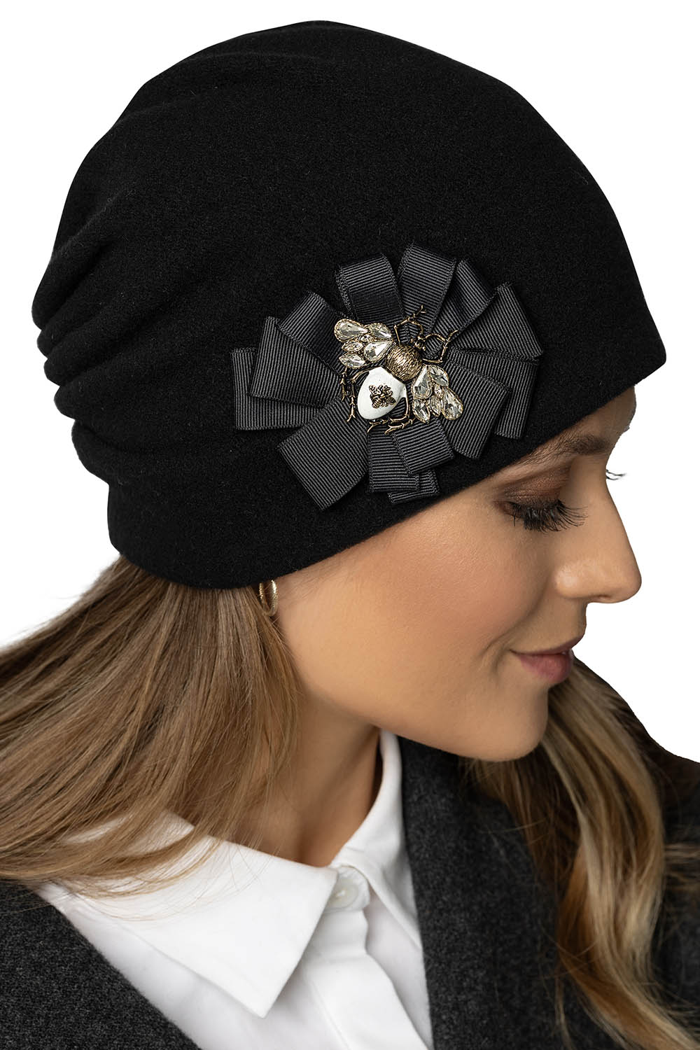 Vivisence Damen Wintermütze aus Schurwolle Elegante Warm Und Gemütlich Frauen Herbst Beanie Mütze Vliesfutter Antistatischem Effekt Ideal Für Kalte Wintertage Modell 7084, Schwarz