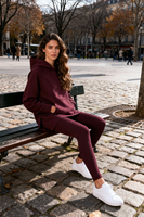 Vivisence Leggings Femme Côtelés En Coton Élasthanne Confort Quotidien, bordeaux