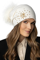 Vivisence Bonnet À Pompon Femme En Laine Vierge Fait Main Pour L’Hiver 7079, écru