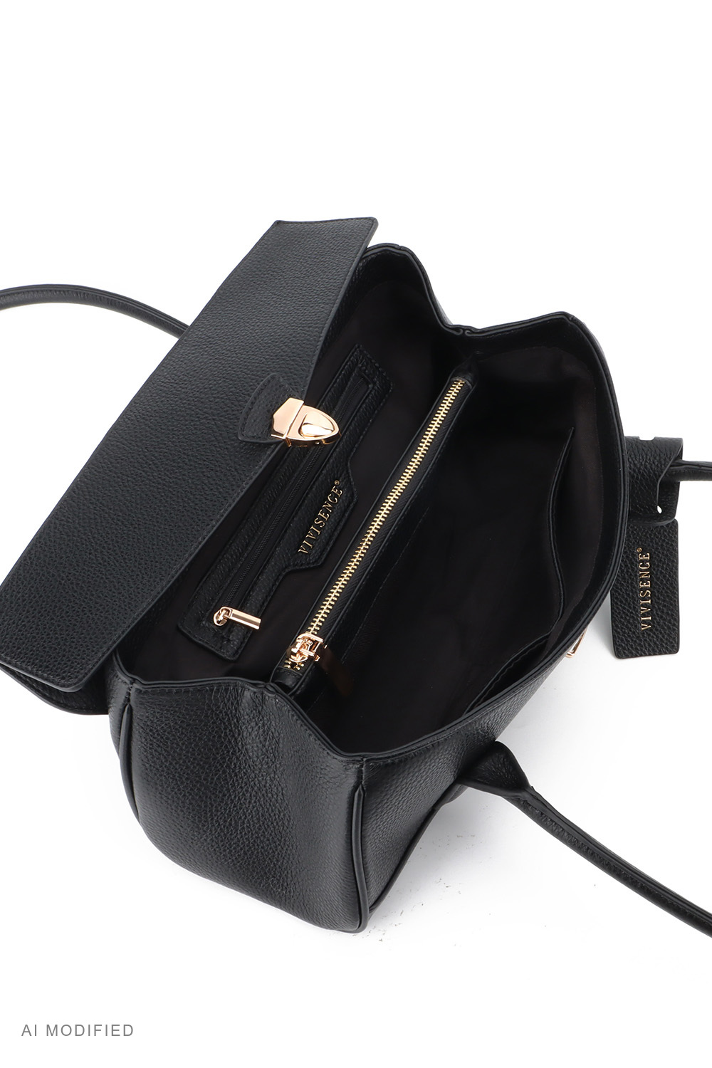 Vivisence T0039 Sac à bandoulière femme simili cuir baguette élégant, noir