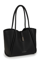 Vivisence Women’s Shoulder Bag, Structured Tote Handbag with Magnetic Flap, Everyday Faux Leather Shopper with Inner Pouch for Work, Office and Daily Use, black