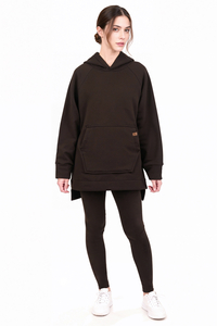 Vivisence Femme Ensemble Legging Et Sweat À Capuche Coton Élasthanne Confort, marron