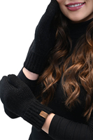 Vivisence Women Winter Hat Scarf And Gloves Set Fleece Lined Soft Knit Warmth, black