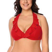 Vivisence Bikini BH Dame Bademode gepolstert hergestellt in EU Neckholder 3220, rot