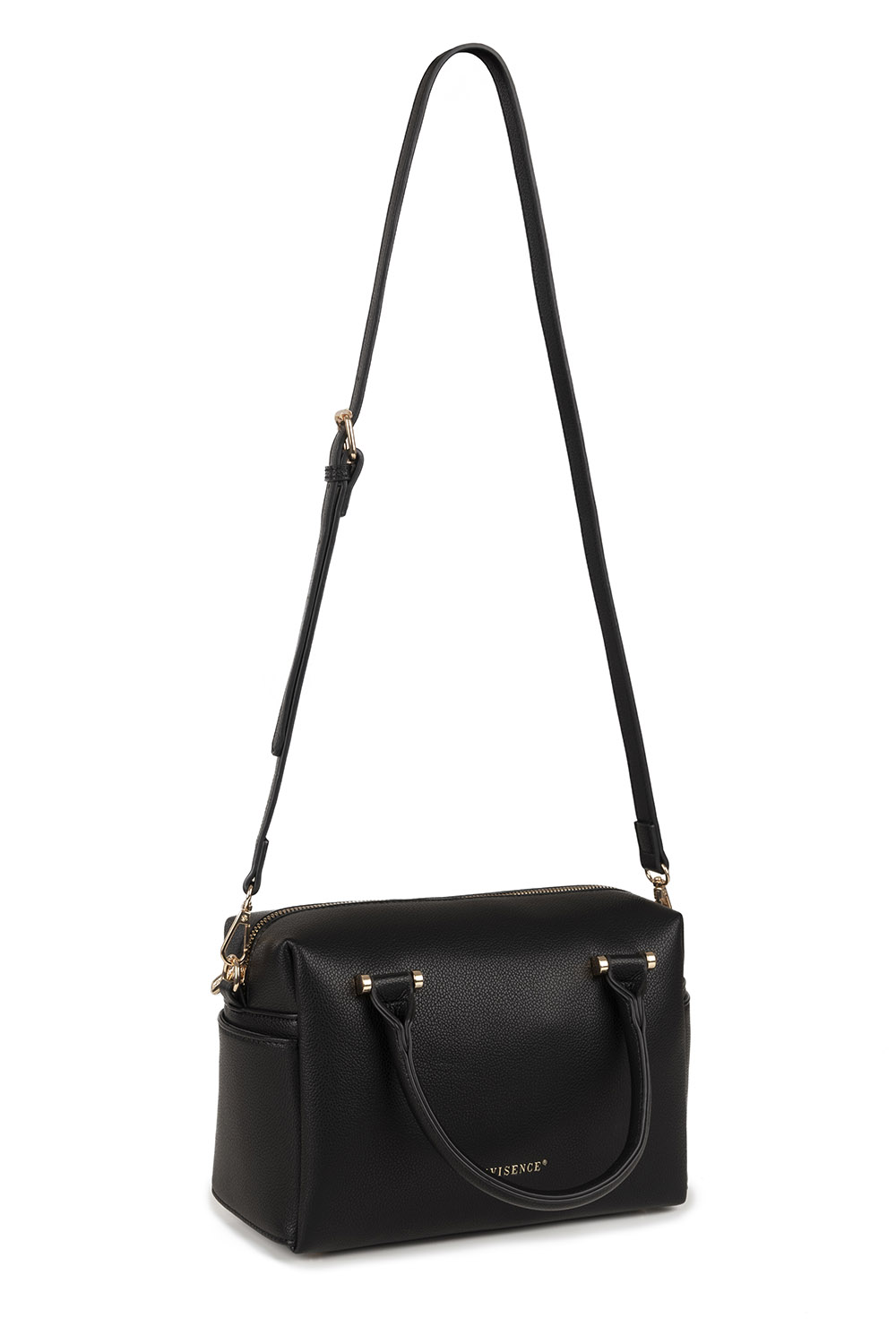 Vivisence Femme Sac À Main Zippé Avec Bandoulière Amovible Pour Le Quotidien, noir