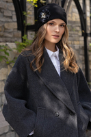 Vivisence Bonnet Pour Femme L'Automne et L'Hiver Élégant En Laine De Haute Avec Doublure Polaire Chaude Pli À L'Arrière Élastique Décoration Fait Main Pour Les Froides Journées Cadeaut 7084, noir