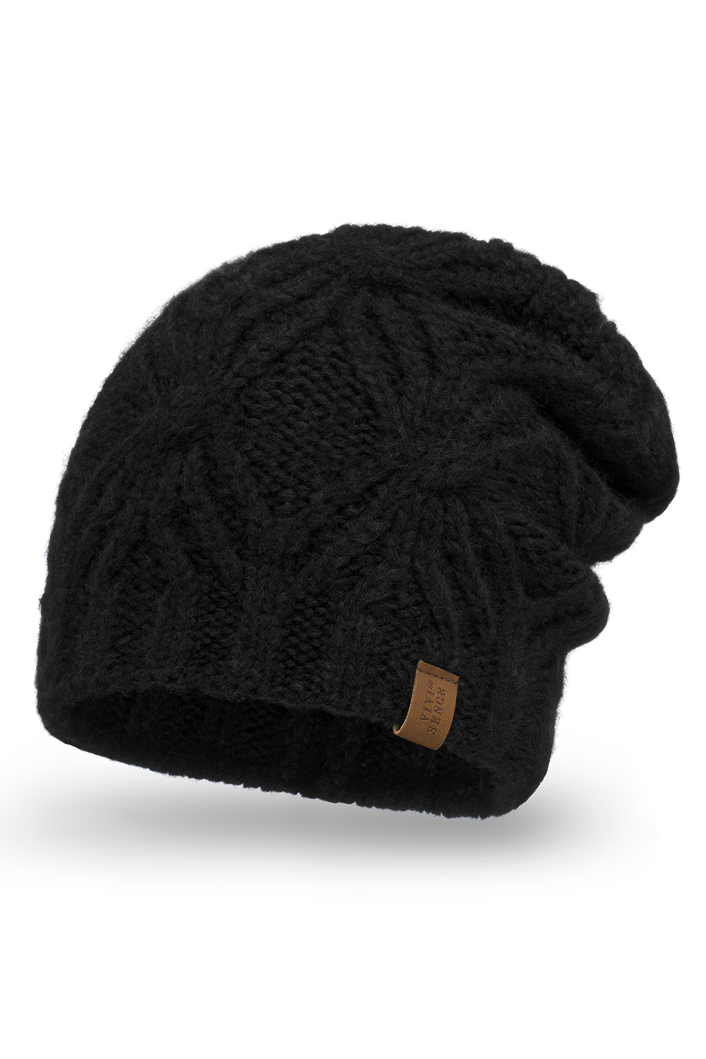 Vivisence Women Winter Hat Lambswool Cotton Knit Warm Fit For Cold Days, Black