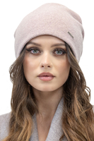 Vivisence Women's Hat Wool Pleated Fleece Lined Comfortable Everyday Winter 7085, powder pink