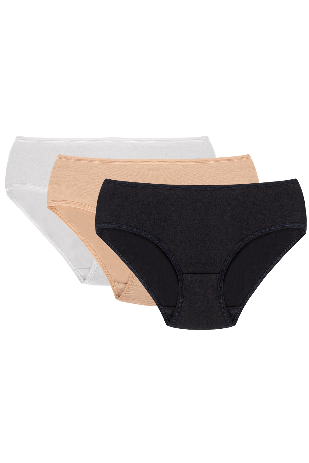 Vivisence Damen Slip Unterhosen Glatt Unterwäsche Ganztägiger Komfort 4002, weiß/beige/dunkelblau