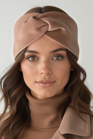 Vivisence Knitted Headband For Women Elegant Headwear For Winter With Front Twist Detail Soft Cotton Blend Snug Fit Ideal For Autumn And Winter, Beige