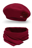 Vivisence Elegant Women's Winter Set Classic Beret And Matching Wool Scarf Made From Warm And Soft Fabric Ideal For Cold Winter And Autumn Weather, maroon