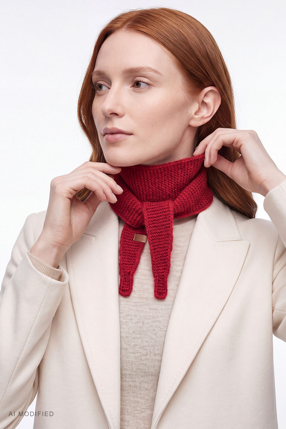 Vivisence foulard femme laine, multiples nouages, confort temps frais, rouge
