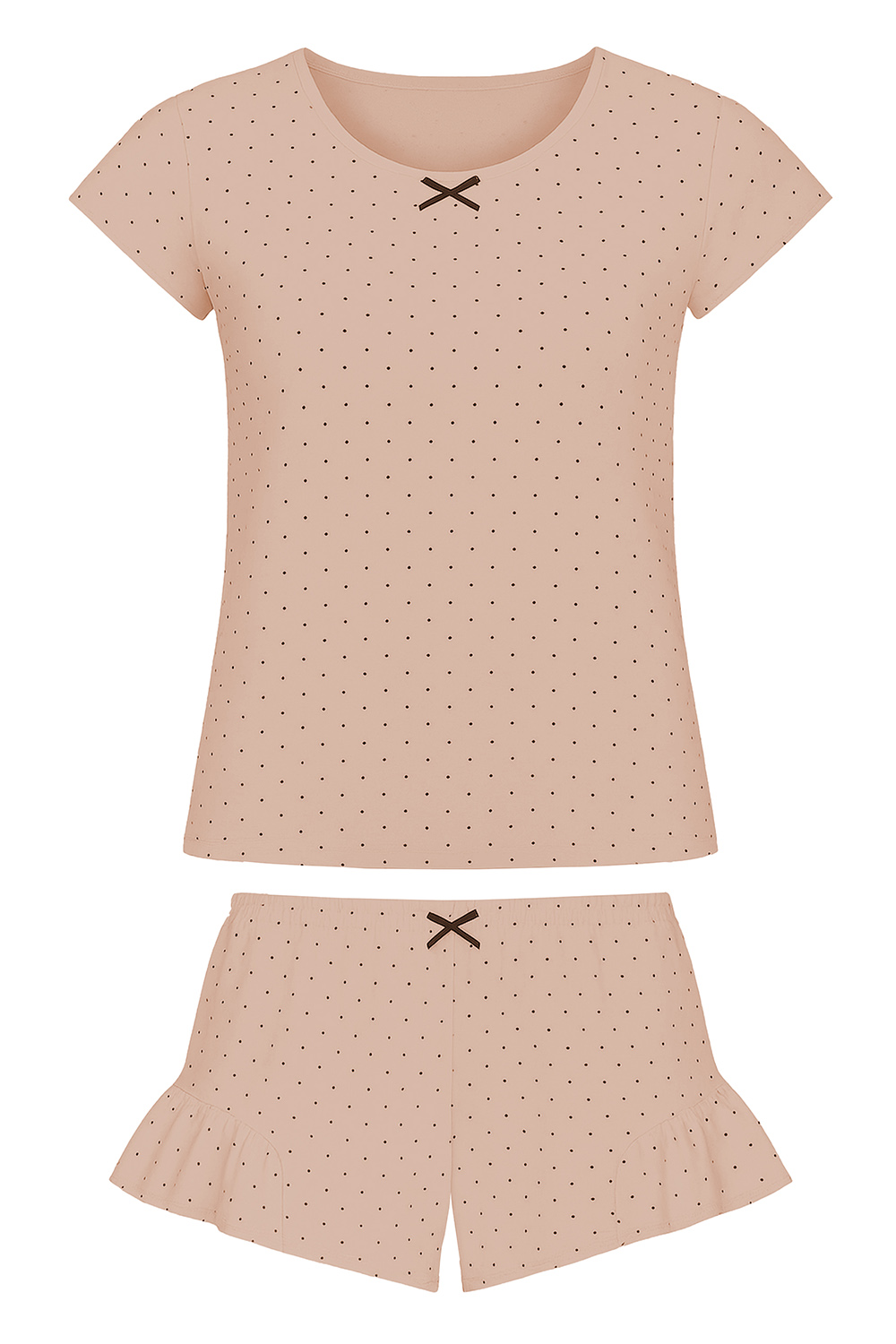 Vivisence Dame Schlafanzug 2-teiliges Set Pyjama T-Shirt Shorts Gemustert Tupfen 2021,