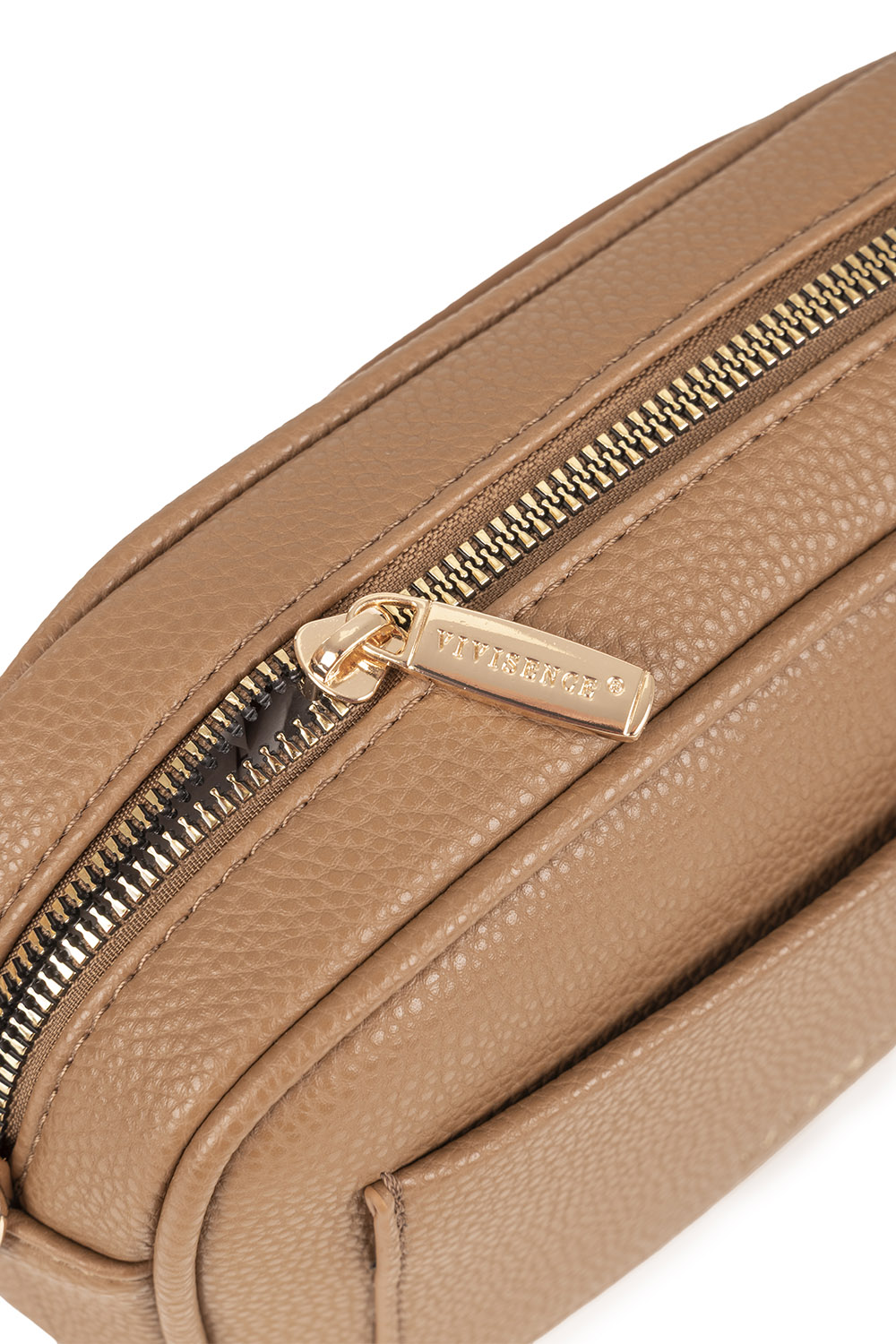 Vivisence Damen Schultertasche mit Reißverschluss Verstellbarer Riemen, Braun