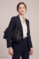 Vivisence Shoulder Bag Women Polyurethane, 3-Compartment Handbag for Daily, black