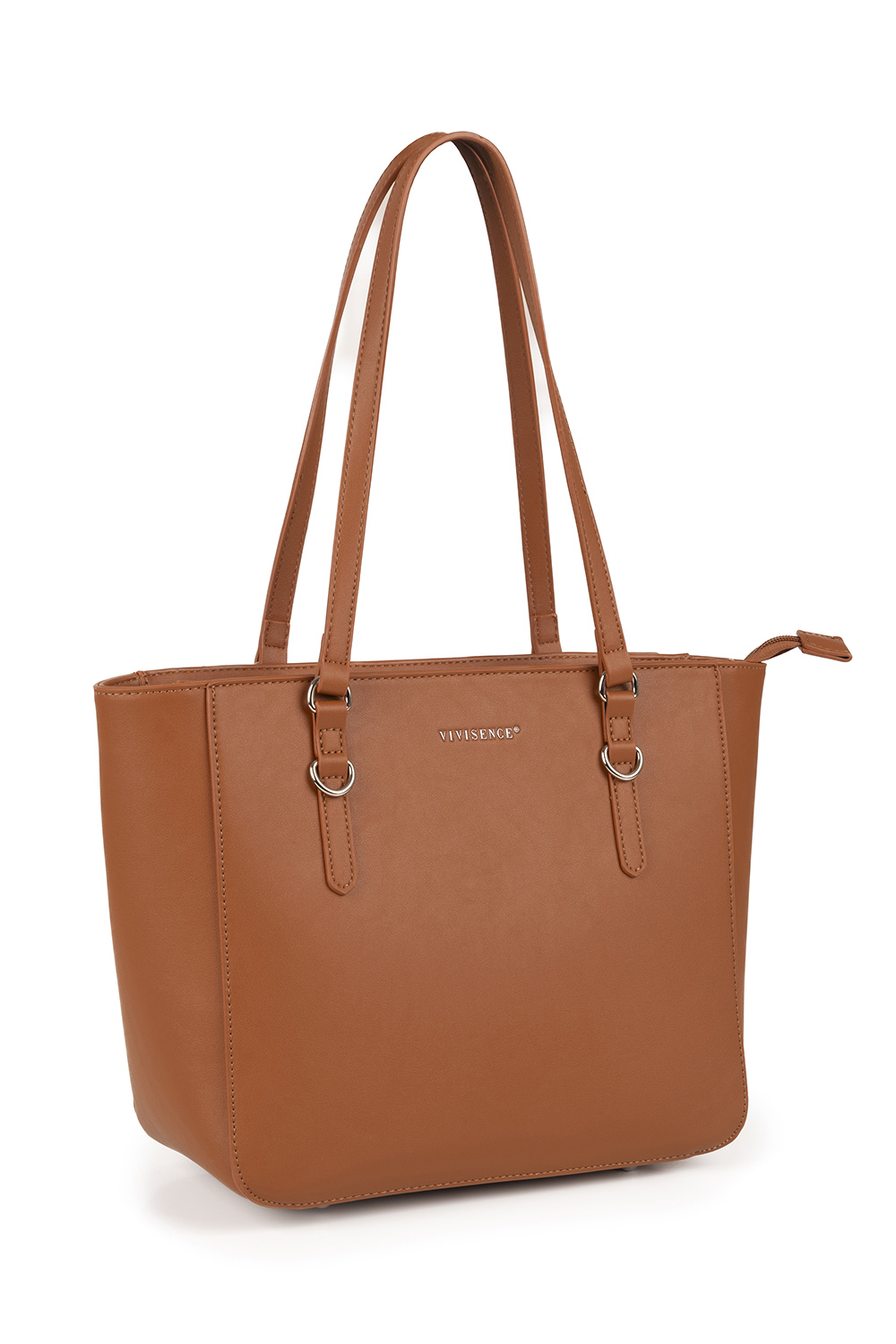 Vivisence Sac À Épaule Femme Fermeture Zippée Compact Idéal Au Quotidien, marron