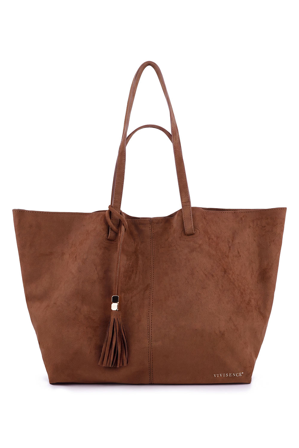 Vivisence Large Women's Shoulder Bag Polyester Shopper Tote Handbag, brown