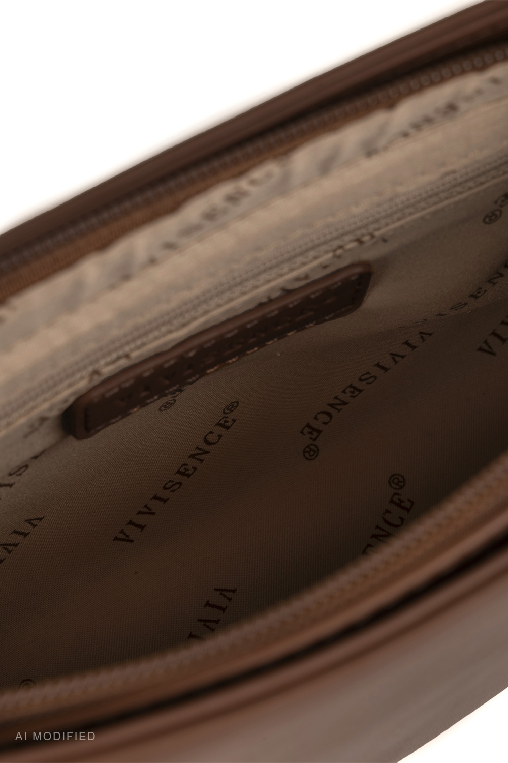 Vivisence Sac à bandoulière T0046, polyuréthane, sac baguette femme, brun