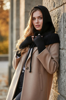 Vivisence Femme Cagoule Hiver Laine Merinos Et Coton Reglable Chaleur Douce, noir