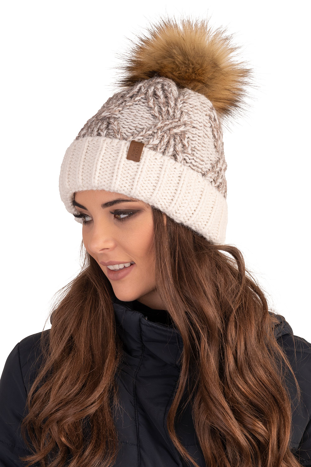 Vivisence Bonnet À Pompon Femme Doublé En Polaire Antistatique Tricoté 7029, ecru