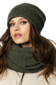 Vivisence Women's Loop Scarf Winter Fashionable Cozy Warm Yarn For Cold Days 7108, green melange