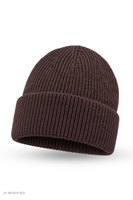 Vivisence Classic Men's Wool-Blend Beanie Hat Ribbed Knit, brown