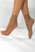 Vivisence Damen Söckchen Klassische 20 DEN Mit Unsichtbarer Zehenverstärkung Weich Und Bequem Breiter Rand Für Sicheren Halt Ohne Druck, beige