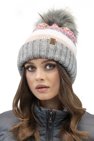 Vivisence Bonnet À Pompon Femme En Fil Chaud Effet Antistatique Pour L’Hiver 7099, gris