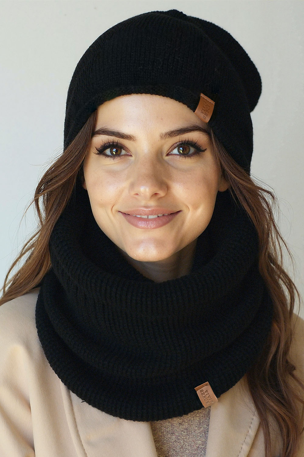 Vivisence Femme Bonnet Hiver Laine Merinos Doux Chaleur Et Confort Ajuste, noir