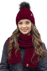 Vivisence Damen Winter Set Mütze Schal Fäustlinge Fleecefutter Gegen Kälte, weinrot