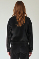 Vivisence Women Sweatshirt Velour V Neck Long Sleeve Lounge Casual 9002, Black