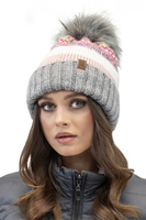 Vivisence Damen Bommelmütze Winter Bommel Wärmendem Garn Antistatischer 7099, Grau