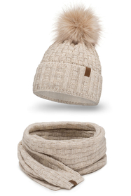 Vivisence Wintermütze mit Bommel Damen Warmes Ideal Für Kalte Wintertage 7015, beige
