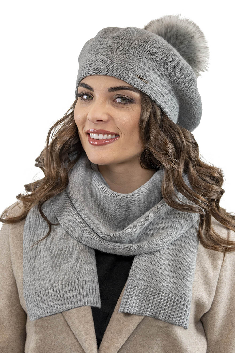 Vivisence Damen Winter Schal Mit Dekorativer Bindung Für Kalte Wintertage 7104, hellgrau