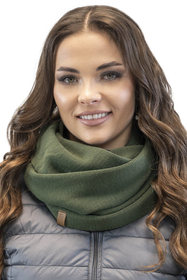Vivisence Stylish Winter Set Cap with Eco-Friendly Pom-Pom and Extended Back for Secure Fit Double-Folded Knitted Bottom Matching Snood Scarf Perfect for Cold Winter Days, Green