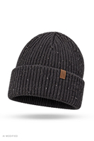 Vivisence Men's Beanie Merino Wool Silk Ribbed Warm Hat, graphite