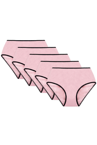 Vivisence Dame Slip Hoher Bund Voll Klassisch Unterhose Baumwolle Alltag 4017, schwarzes Gummiband:pink 5-pack