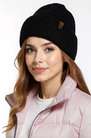 Vivisence Women Winter Hat Merino Wool Blend Knit Snug Fit For Cozy Warmth, Black