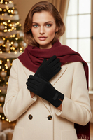 Vivisence Knitted Women's Gloves Wool Five-Finger Thermal, black