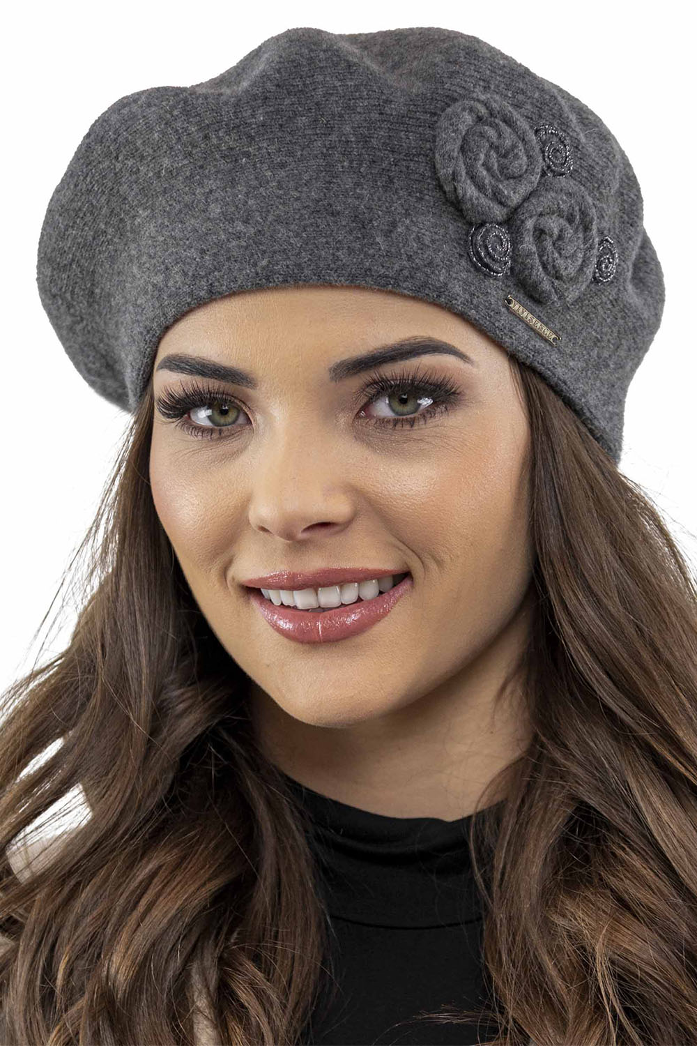 Vivisence Wool Beret For Women Protection Against Cold For Chilly Days 7037, dark grey