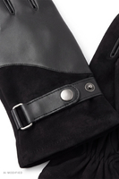 Vivisence Gants femme laine cuir finition élégante gants hiver femme, noir