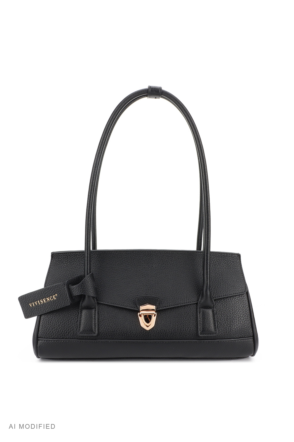 Vivisence T0039 Sac à bandoulière femme simili cuir baguette élégant, noir