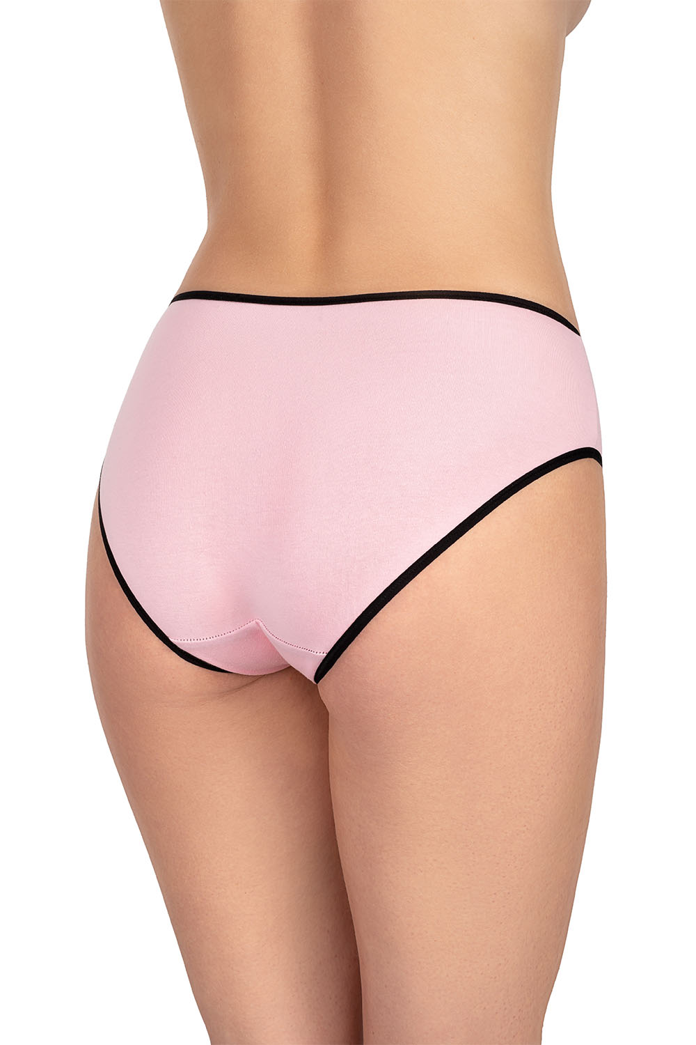 Vivisence Culotte Classique Slip pour Femme Lot de 3 Figi 4016, bande noire : rose 3-pack