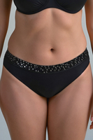 Vivisence Damen Bikinihose Mit Vollem Schnitt Glattes Material Hoher Tragekomfort Widerstandsfähig Gegen Verfärbung Und Verformung Perfekt Für Strand Und Pool, schwarz-silbern