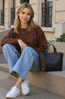 Vivisence Damen Schultertasche mit Reißverschluss Verstellbarer Riemen, Schwarz