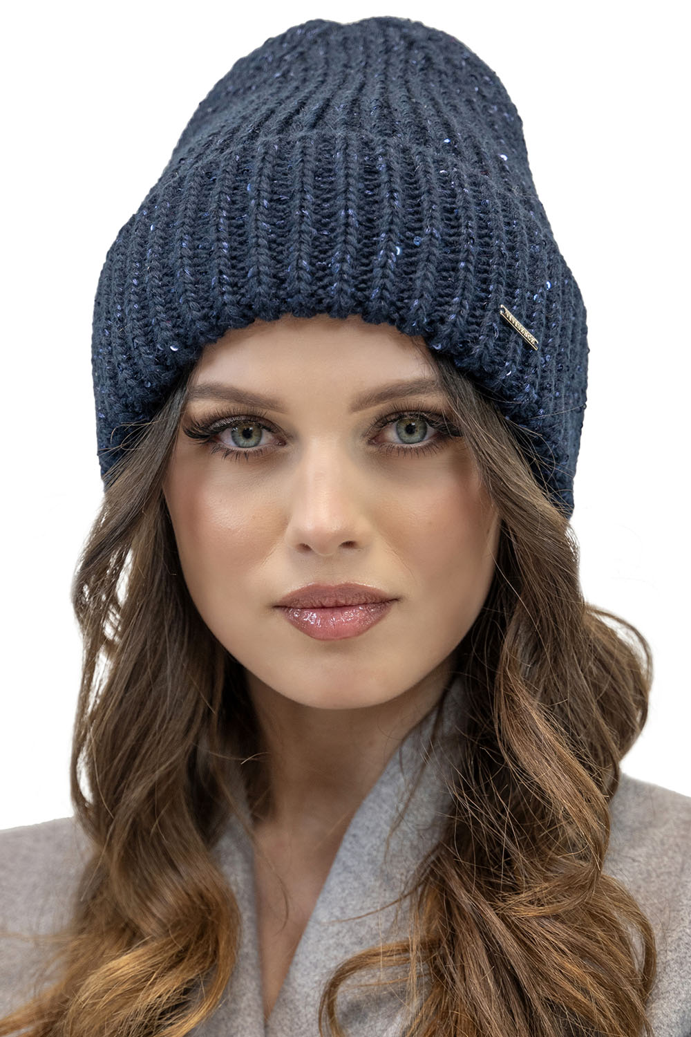 Vivisence Bonnet Femme Hiver Tricot Classique Ajustement Parfait 7088, bleu foncé