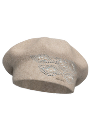 Vivisence Beret With Zirconia Applique Ideal For Cold Days 7051, beige
