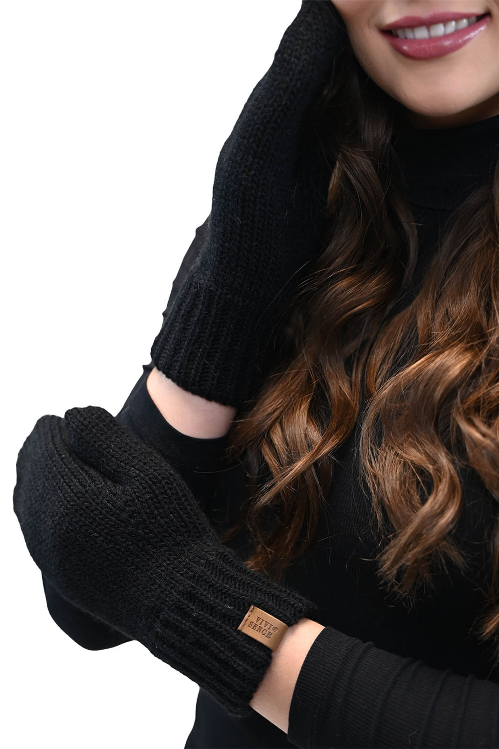Vivisence Women's Winter Mittens Comfort On Cold Days 7015, black