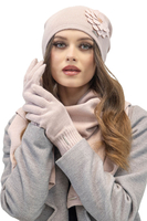 Vivisence Trendiger Damen Winter Set Aus Wintermütze Und Schal Mit Wärmendem Garn Antistatische Blumenapplikation Und Falten Design Perfekt Für Kalte Wintertage, rosa